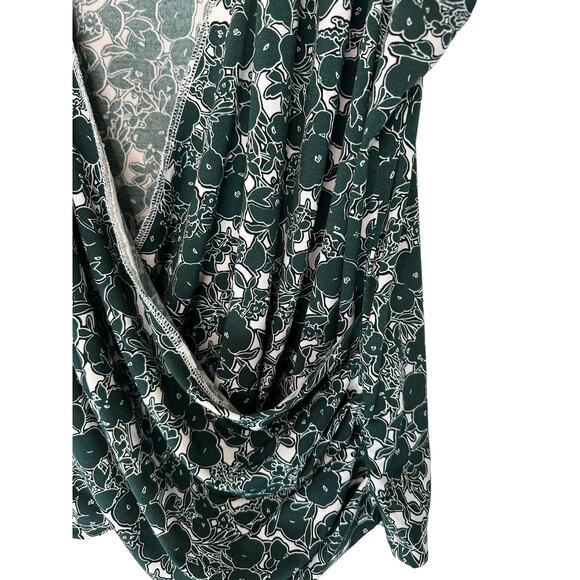 Eloquii Green White Plus Floral Print Work Office Faux Wrap Blouse Size 22/24 - Picture 5 of 8